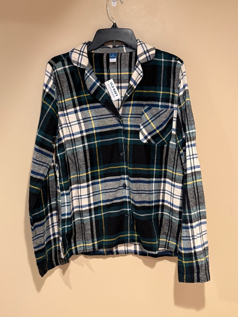Old Navy Blue, Green & Black Plaid Button-Front Flannel Jacket